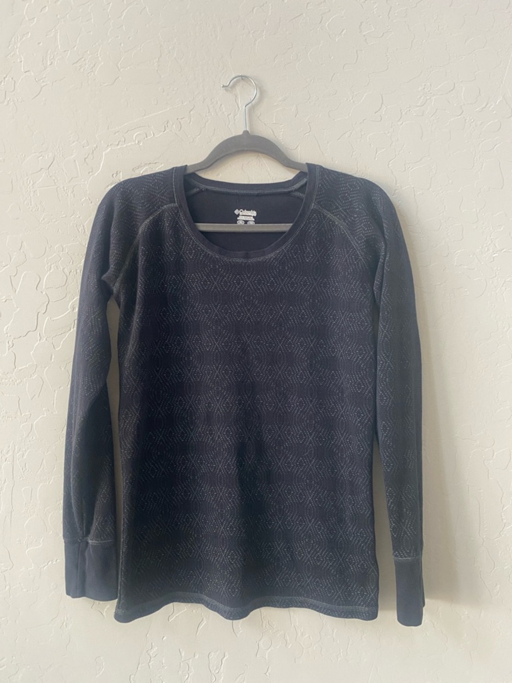 Columbia Geometric Long Sleeve Pullover Lightweight Activewear Top XL Black